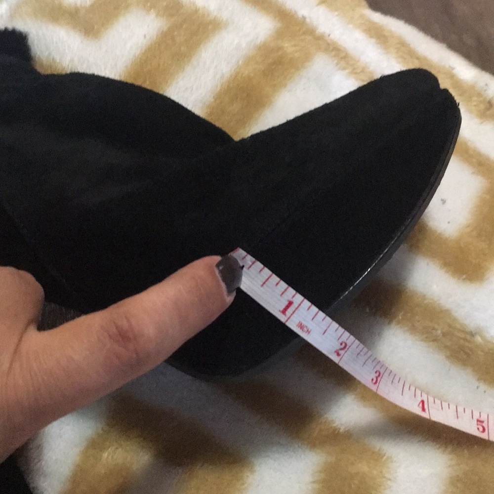 Stuart Weitzman Black‎ Suede Fur Tall Boots 8M Heels - Picture 8 of 8